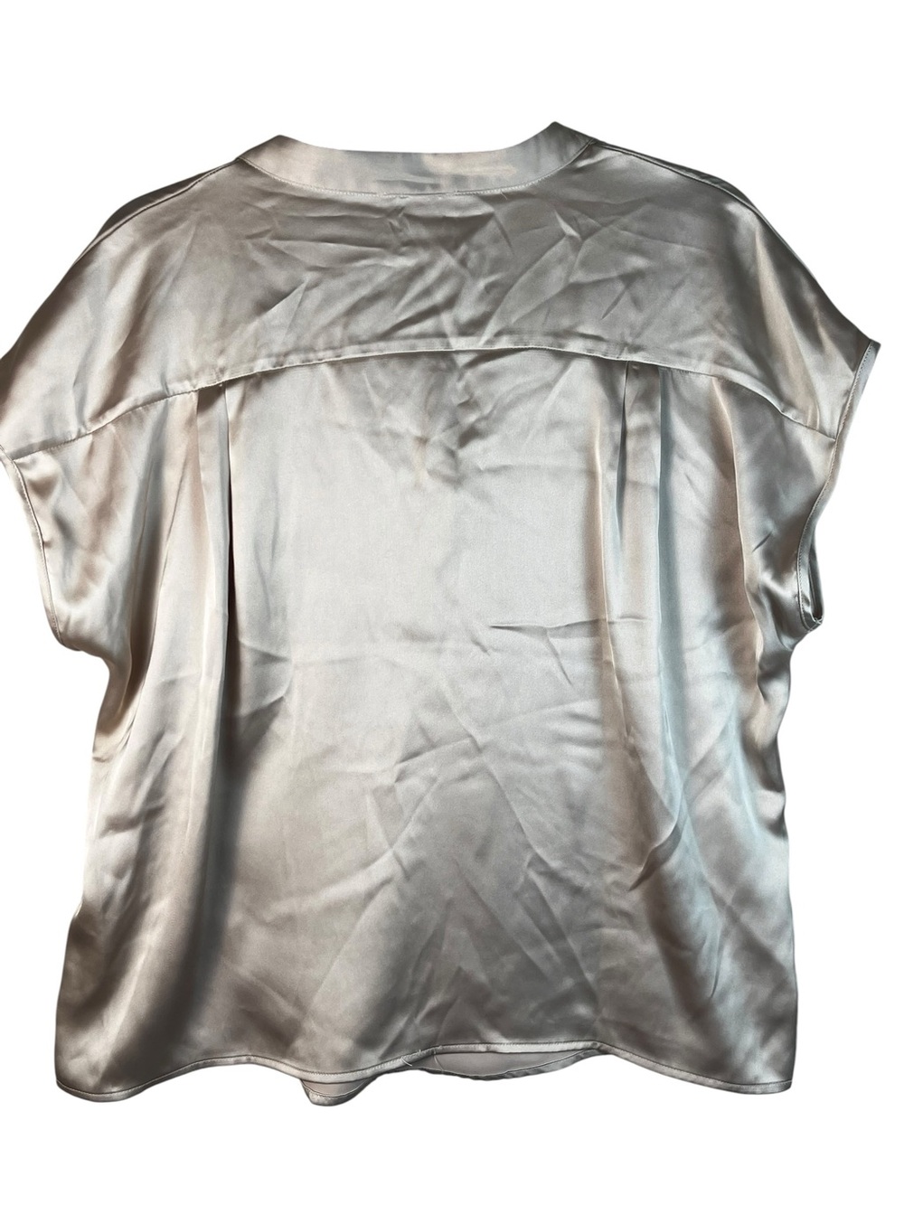 Rachel Zoe Satin V-Neck Short Sleeve Blouse in Soft Champagne size M - Picture 3 of 7